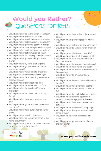 150 Would You Rather Questions for Kids ⋆ Journal for Kids